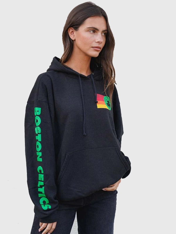 Recreated black Aviator Nation 2026 Boston Celtics fleece hoodie with comfortable build and versatile casual wear style