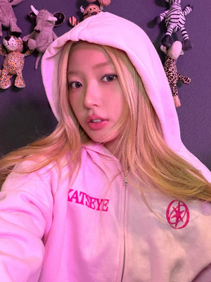 Katseye Desert Zip Up Fleece Hoodie designed with relaxed fit silhouette and smooth full-zip front construction