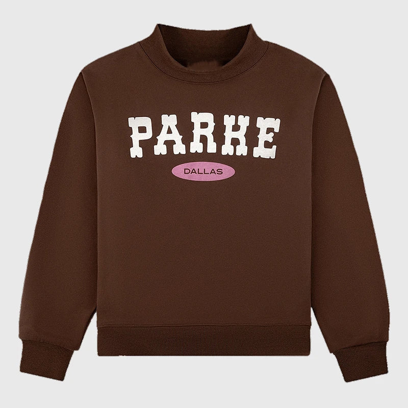 Recreated Dallas Signature sweatshirt in brown crafted from soft fleece for a clean, elevated look.