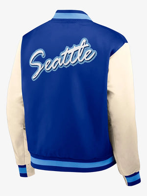 Nike unisex bomber jacket inspired by the Seattle Seahawks Rewind Legacy design.