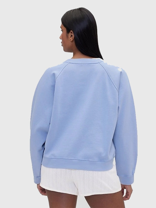 Recreated blue Gap x Summer Fridays oversized sweatshirt with raglan sleeves and a minimalist logo design