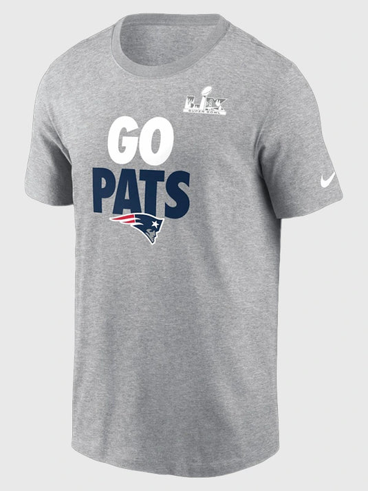 New England Patriots inspired Super Bowl LX Go Pats Fast As Fast Gets t-shirt in soft heather grey