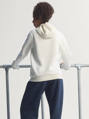 Graphic pullover hoodie in off-white inspired by Adidas Boston Marathon 2026 recreated for casual comfort
