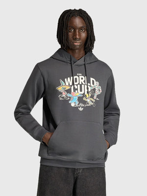 RECREATED FIFA World 2026 mascot pullover hoodie by Adidas in grey with a relaxed streetwear style