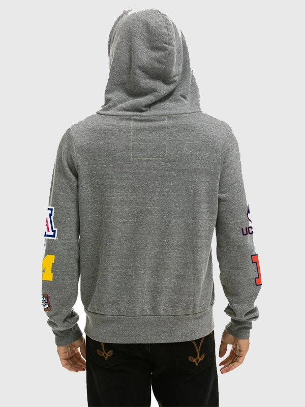 Aviator Nation Final Four Indianapolis grey zip-up fleece hoodie recreated with balanced structure and modern casual style