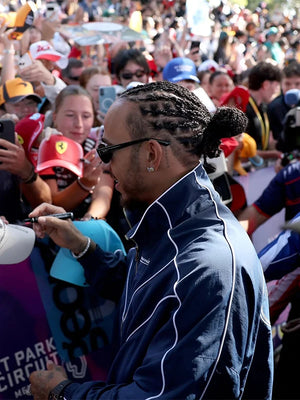 Recreated Lewis Hamilton 2026 blue track jacket by Willy Chavarria with durable stitching and modern streetwear appeal