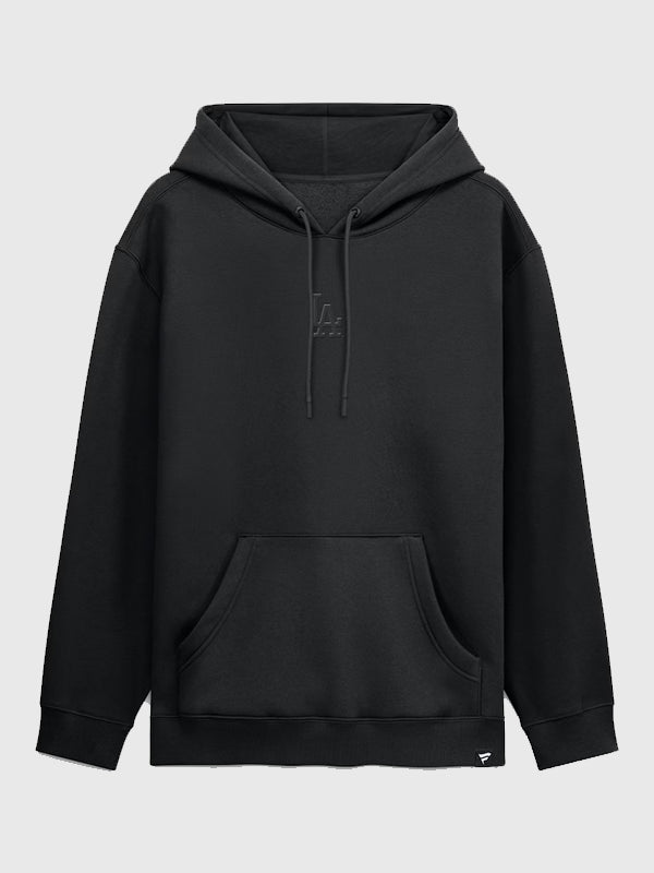 Dodgers Black Out Fleece Hoodie by Fanatics crafted with smooth finish and subtle monochrome team detailing