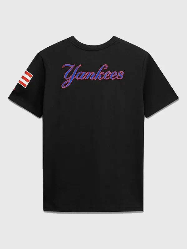RECREATED New Era New York Yankees Puerto Rico Country Flag T-Shirt in Black showcasing a clean casual silhouette with bold flag inspired design