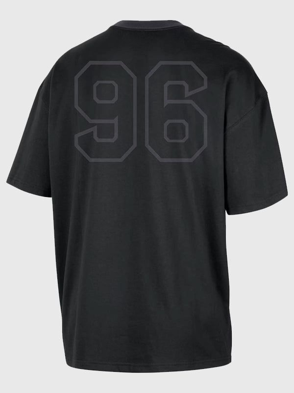 WNBA Legends 30th Anniversary design printed on a black ringer T-shirt, RECREATED with vintage athletic contrast trims and a laid-back silhouette