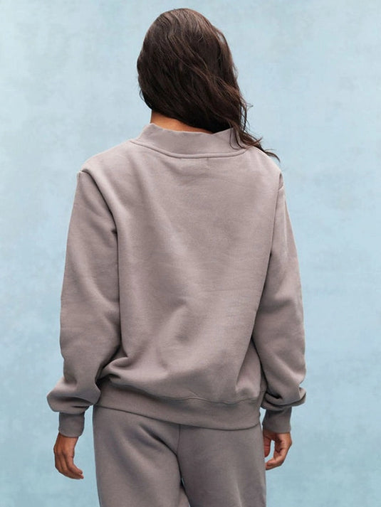 Varsity-style monochrome mockneck fleece sweatshirt designed for everyday wear in Parke 2026