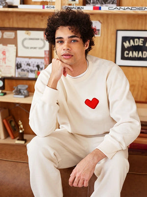 Recreated Province of Canada unisex crewneck sweatshirt in beige with warm fleece construction and a clean, understated finish.