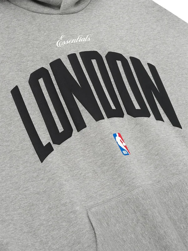 Fear of God x London Game 90s grey hoodie with classic 90s streetwear vibes and soft fleece construction
