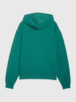 Unisex green PUMA x Aston Martin Aramco F1 Team fleece zip hoodie recreation featuring a modern motorsport aesthetic