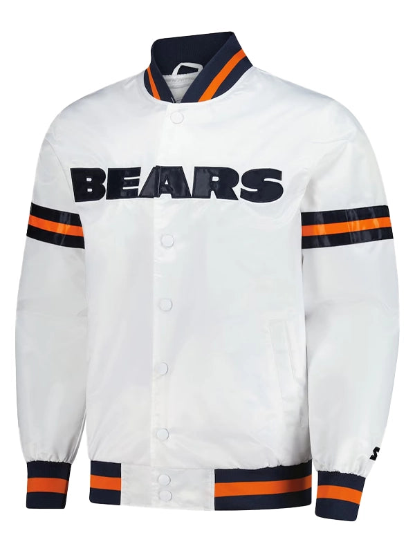 Chicago Bears Starter Scout varsity jacket in white blending classic sportswear design with everyday comfort