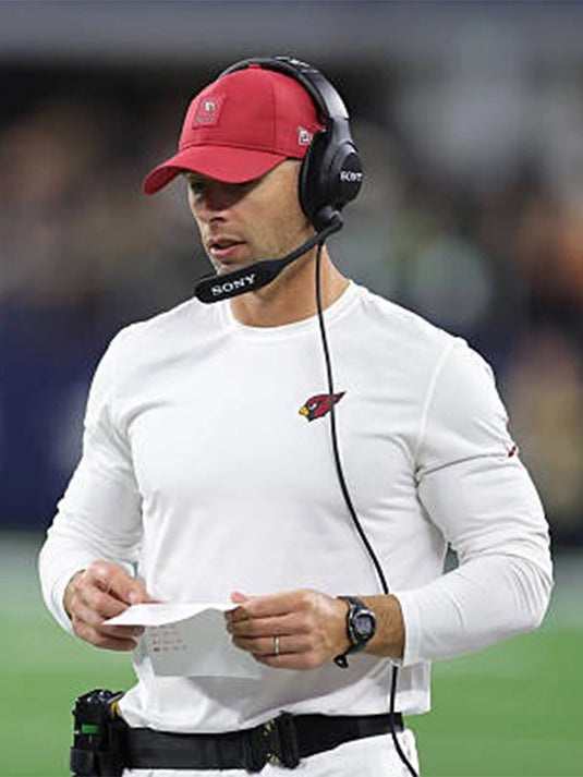 Jonathan Gannon Cardinals White Long Sleeve Tee made from breathable cotton-blend Nike fabric.