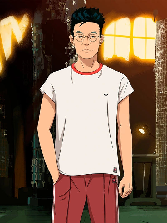 RECREATED Adidas CLOT dolman t-shirt by Edison Chen in white with a relaxed silhouette