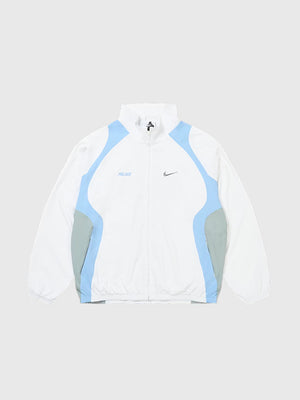 Recreated Palace 2026 Nike Air Max 95 white full-zip track jacket with clean design and modern athletic styling