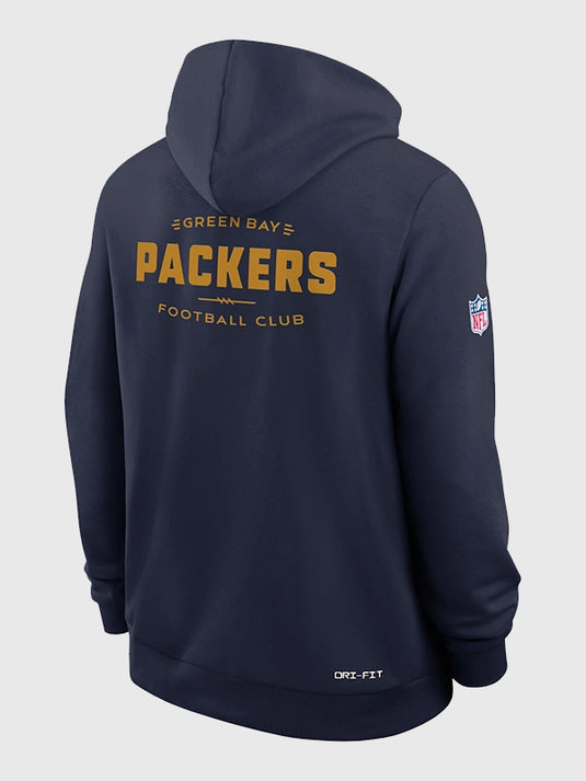 Matt LaFleur–inspired Green Bay Packers Nike hoodie in navy combining athletic design and team branding.