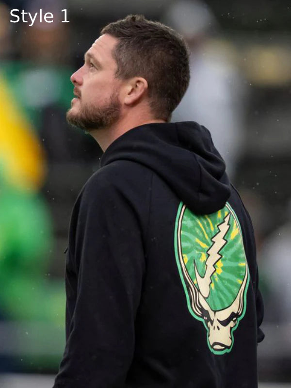 Oregon Ducks Grateful Dead hoodie in black featuring Nike design and team graphics.