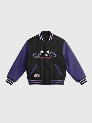 Vandy The Pink Netflix KPop Demon Hunters McDonald’s Huntr/X varsity jacket recreated with wool blend body and contrast sleeve design