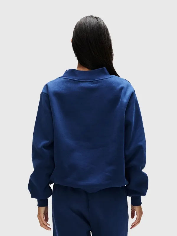 Parke Mockneck Fleece Sweatshirt in a varsity denim-style finish featuring clean silhouette and elevated streetwear appeal