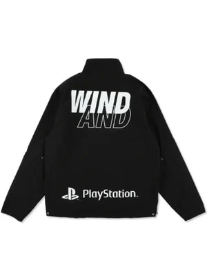Wind and Sea–inspired PlayStation black tech jacket with clean lines and functional construction