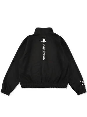 Recreated PlayStation x Wind and Sea track jacket in black featuring a streamlined zip-front build