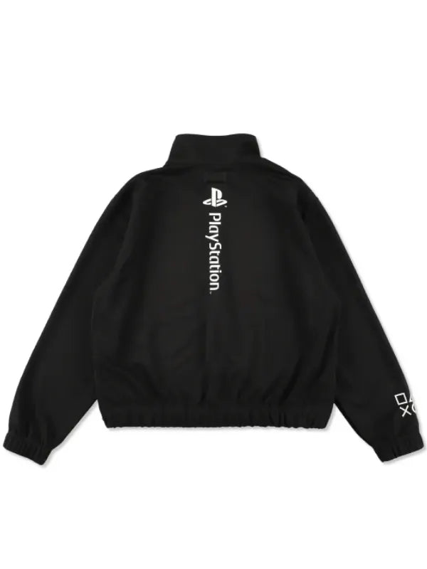 Recreated PlayStation x Wind and Sea track jacket in black featuring a streamlined zip-front build