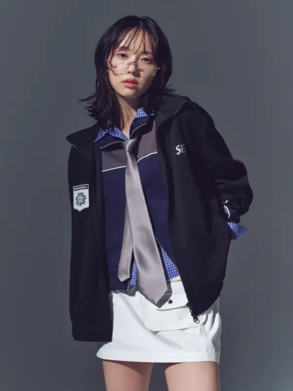 Recreated PlayStation x Wind and Sea black track jacket with everyday athletic wear styling