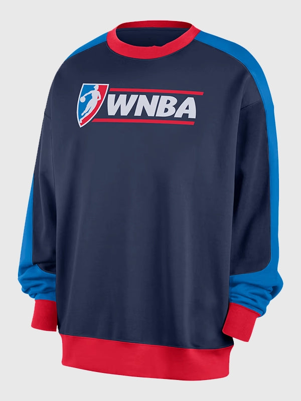 Navy crewneck sweatshirt featuring RECREATED WNBA Legends 30th Anniversary design, styled in a unisex fit with soft fleece construction