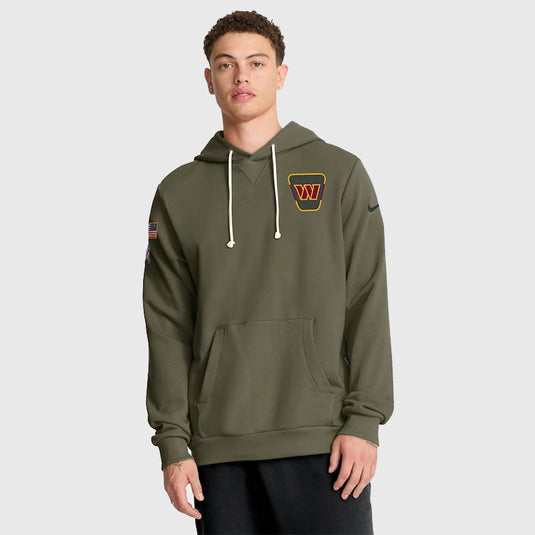 Washington Commanders 2025 green Nike hoodie made with Dri-FIT fabric for the Salute to Service series.