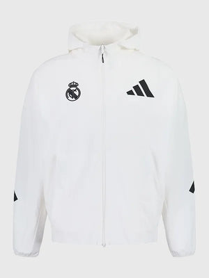 Adidas Real Madrid 2026 Urban Z.N.E. Woven Track Jacket featuring sleek performance fabric and modern athletic design