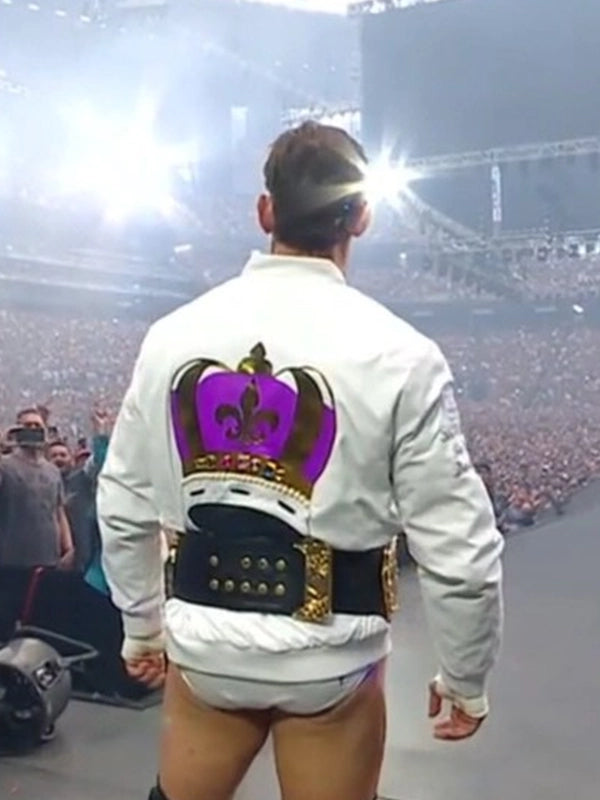 WrestleMania 42 CM Punk Bo Loudes Bomber Jacket crafted with clean design lines, full zip closure, and modern streetwear edge