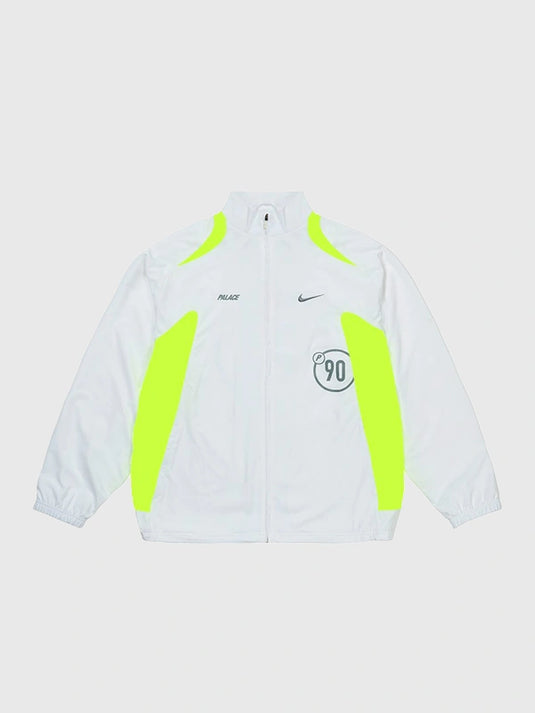 2025 Palace x Nike Total P90 full zip track jacket in crisp white colorway.