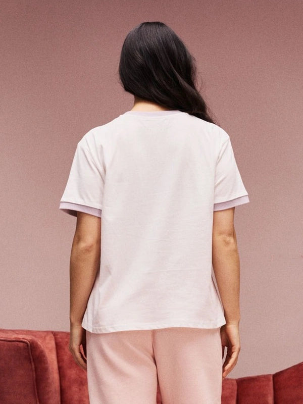 RECREATED Parke Valentine’s 2026 patchwork crewneck t-shirt in white with a smooth cotton finish