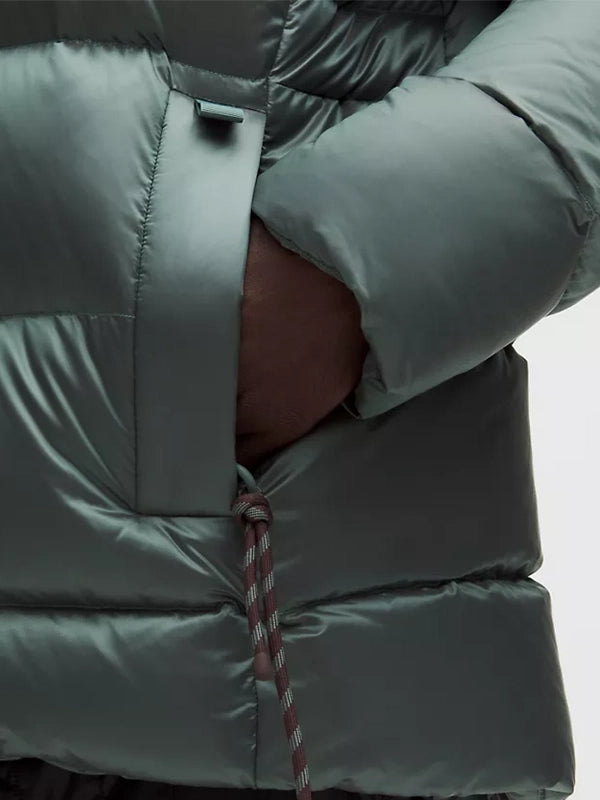 Team Canada Olympic 2026 style lululemon green hooded puffer jacket recreated in insulated design