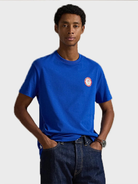 Polo Ralph Lauren Team USA blue graphic T-shirt inspired by Milano Cortina 2026 Winter Olympics style
