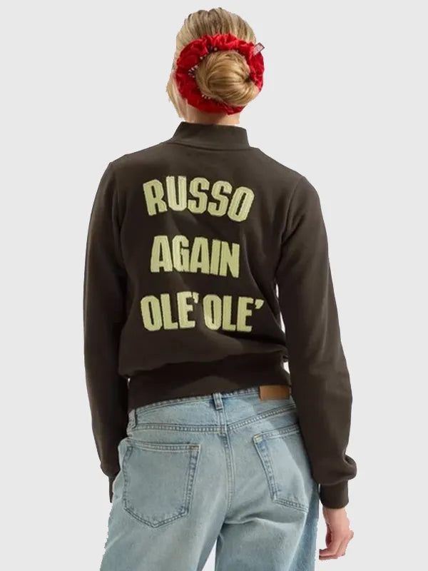Recreated brown Arsenal AWFC Classics Russo 2026 zip-through jacket with comfortable fit and refined athletic look
