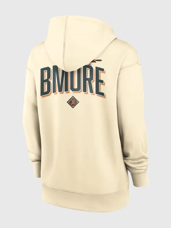 Recreated cream Baltimore Orioles Nike City Connect Therma hoodie with comfortable fit and premium sportswear design