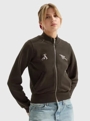 Arsenal AWFC Russo 2026 track jacket recreated in brown with lightweight feel and versatile everyday wear appeal