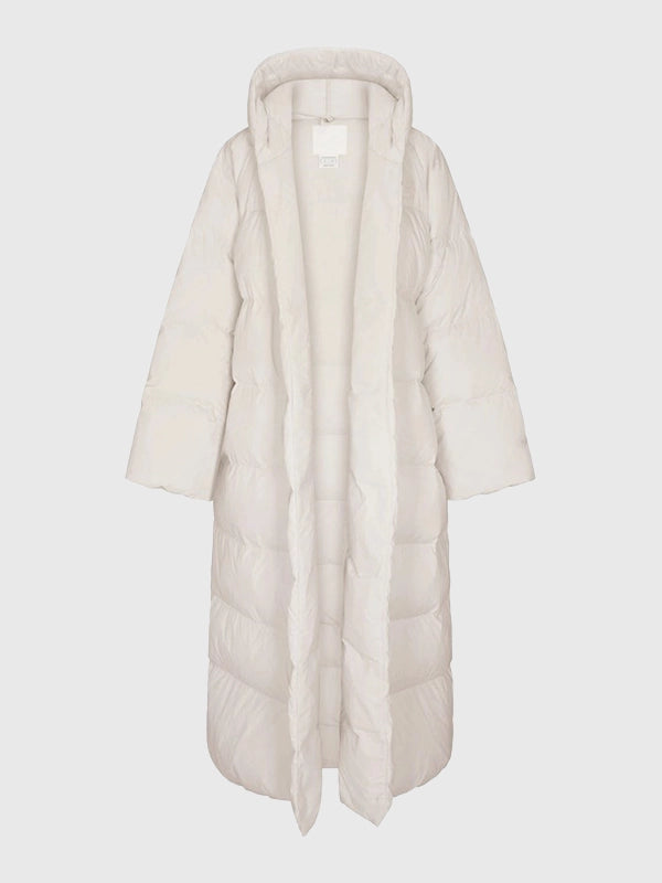 Recreated 2025 off-white Nuptse Wrap Parka Puffer Coat offering plush quilted insulation and classic wrap closure.