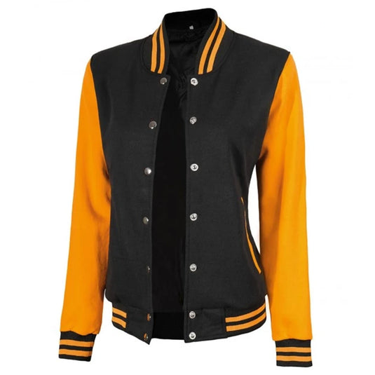 Womens Yellow and Black Varsity Jacket