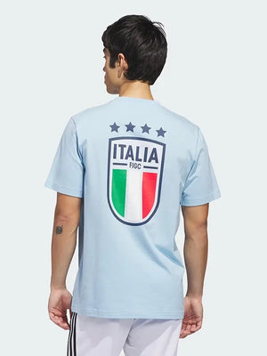 RECREATED Blue Adidas Italy World Cup 2026 Away Graphic T-Shirt crafted from breathable cotton with a clean athletic silhouette
