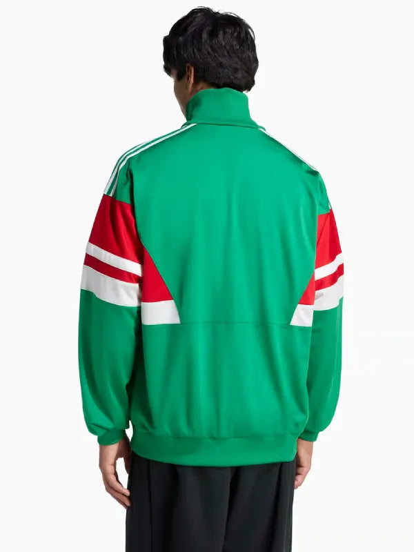 RECREATED Adidas Mexico 1986 full-zip track jacket in green and red with vintage athletic styling