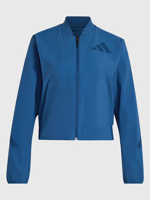 RECREATED Adidas Z.N.E. 2026 Unisex Woven Blue Bomber Jacket featuring lightweight woven construction with a clean athletic bomber silhouette