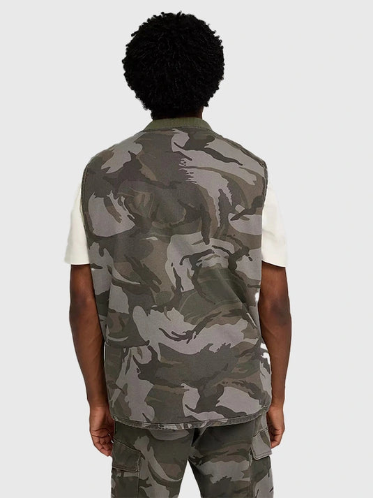 Grey camo zip-up vest inspired by Stranger Things season 5 with durable, casual-ready design