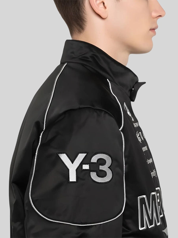 RECREATED Y3 x AMG Mercedes-AMG Petronas Logo-Detail Bomber Jacket combining contemporary bomber design with performance-inspired aesthetics
