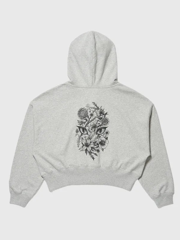 Gap x Katseye Kat by Yoonchae 2026 grey cropped full-zip fleece hoodie RECREATED with soft texture and minimal styling