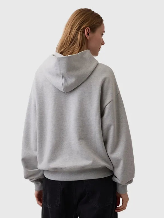 RECREATED Young Miko x Gap 2026 Grey Fleece Unisex Hoodie offering plush fleece warmth with a sleek contemporary look