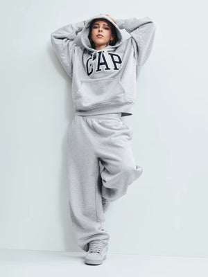 RECREATED Young Miko Gap 2026 Grey Fleece Hoodie combining soft fleece comfort with a clean contemporary hooded look
